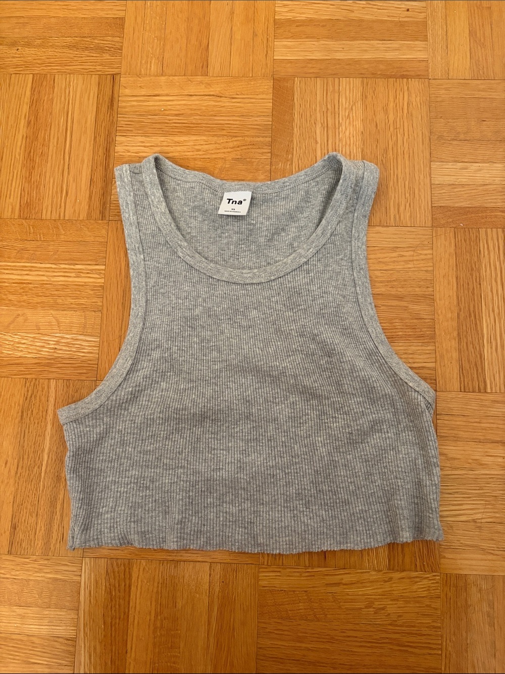 TNA Light Gray Ribbed Cropped Tank